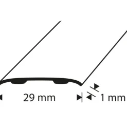 D-profile Overgangslist 30mm Sølv Selvklebende 1m