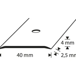 D-profile Overgangslist 40mm Sølv Anodiser 1m