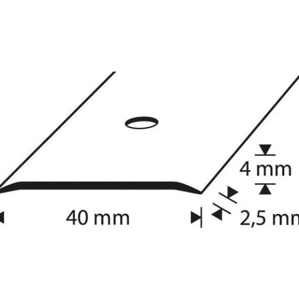 D-profile Overgangslist 40mm Sølv Anodiser 1m