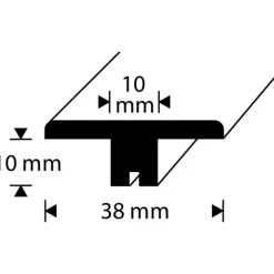 D-profile Skjøtelist 10X38mm Eik 2m
