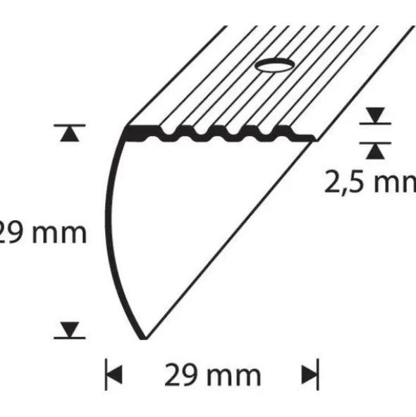 D-profile Trappenese 29X29mm Sølv 2m
