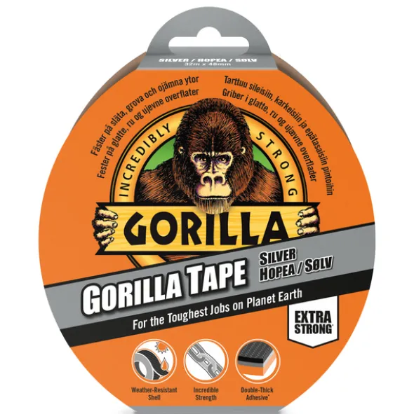 Gorilla Tape Lerret - Sølv 32 m x 48 mm