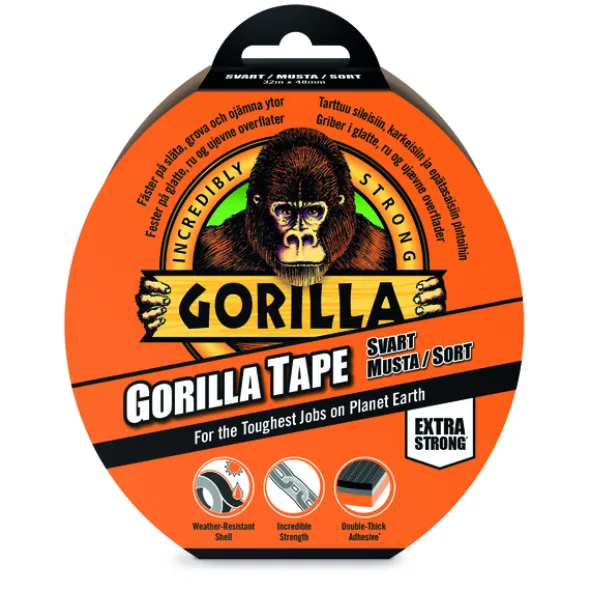 Gorilla Tape Lerret - Svart 32 m x 48 mm