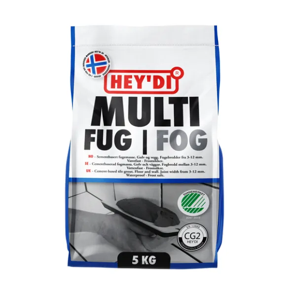 Heydi Fugemasse Multifug Grå 5 kg