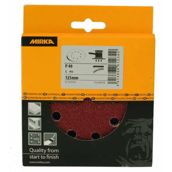 Mirka Slipeskive med Borrelås Ø 125 mm K40