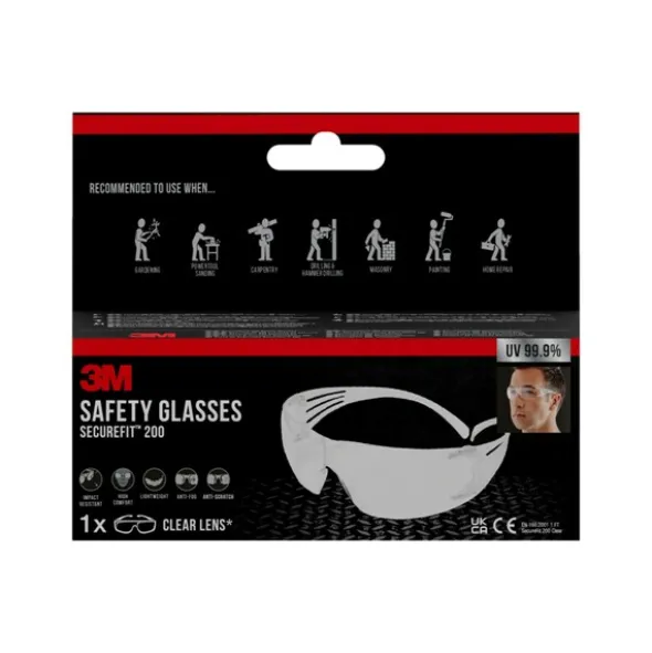 3M Vernebrille Securefit Klar - 200CC1