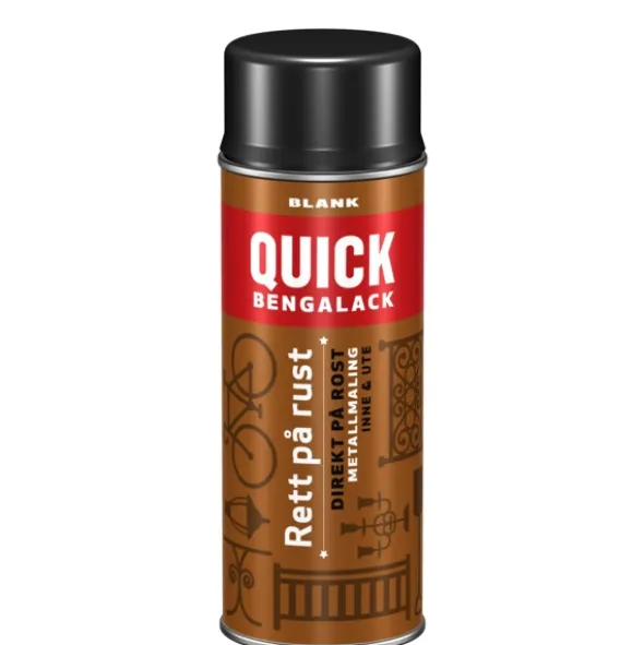 Quick Bengalack Rett På Rust Spray Sort Blank 400ml