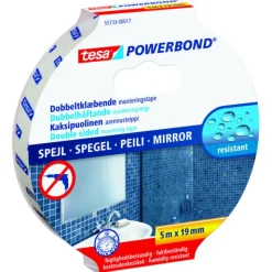 Tesa Dobbelsidigtape Speil Hvit 19 mm x 5 m