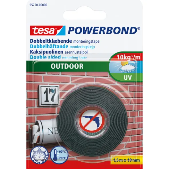 Tesa Dobbelsidigtape Utvendig Transparent 19 mm x 1,5 m