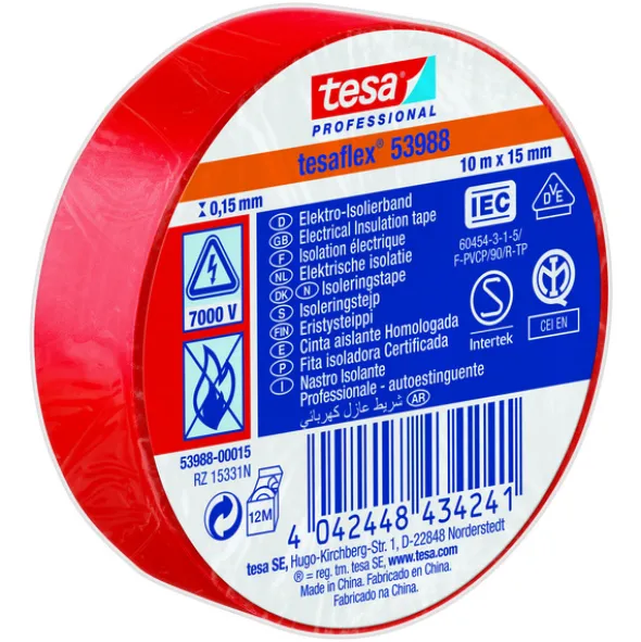 Tesa Elektrotape Rød 15 mm x 10 m