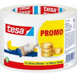 Tesa Maskeringstape Economy Promo 3PK 2x30mm og 1x19mm