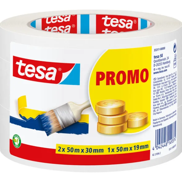 Tesa Maskeringstape Economy Promo 3PK 2x30mm og 1x19mm