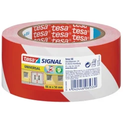 Tesa Varseltape Rød/Hvit 50 mm x 60 m
